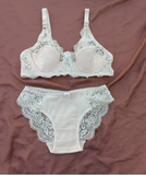 Half Net Half Cotton Lining Wired Bra & Panty Set - Nightylux