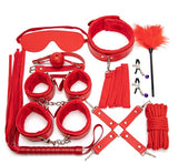 Red Faux Leather 10-Piece Bondage Set for Women – Nylon SM Kit